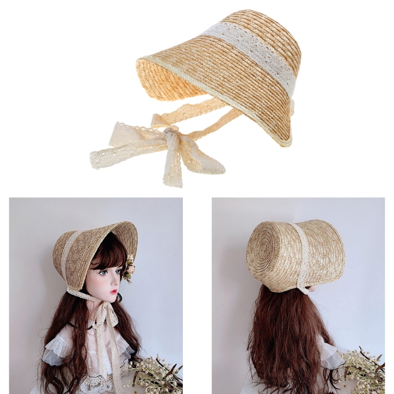 Bucket Hat Straw - Tatlı Kız Güneş LolitaStyle SummerBeach Hasır