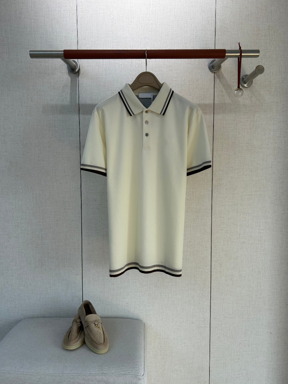 Polo Shirt Pique - Eski Para Stili Erkek Kahverengi Gri