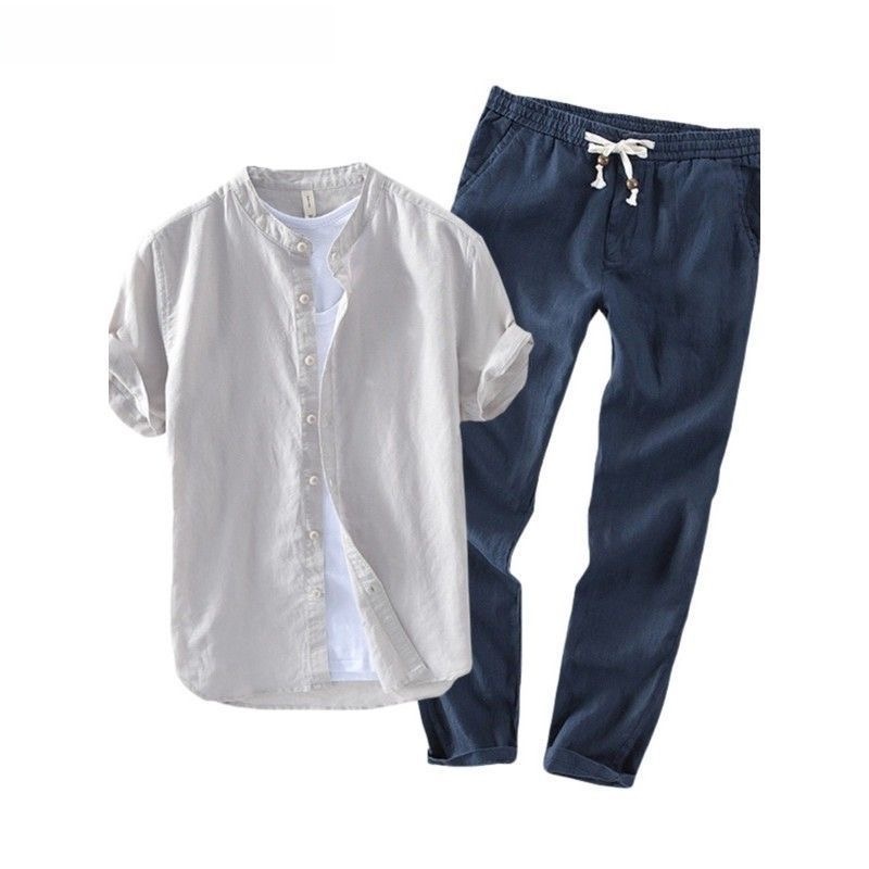 Linen Shirt Breathable - Erkek Keten Kısa Kollu Günlük Gömlek