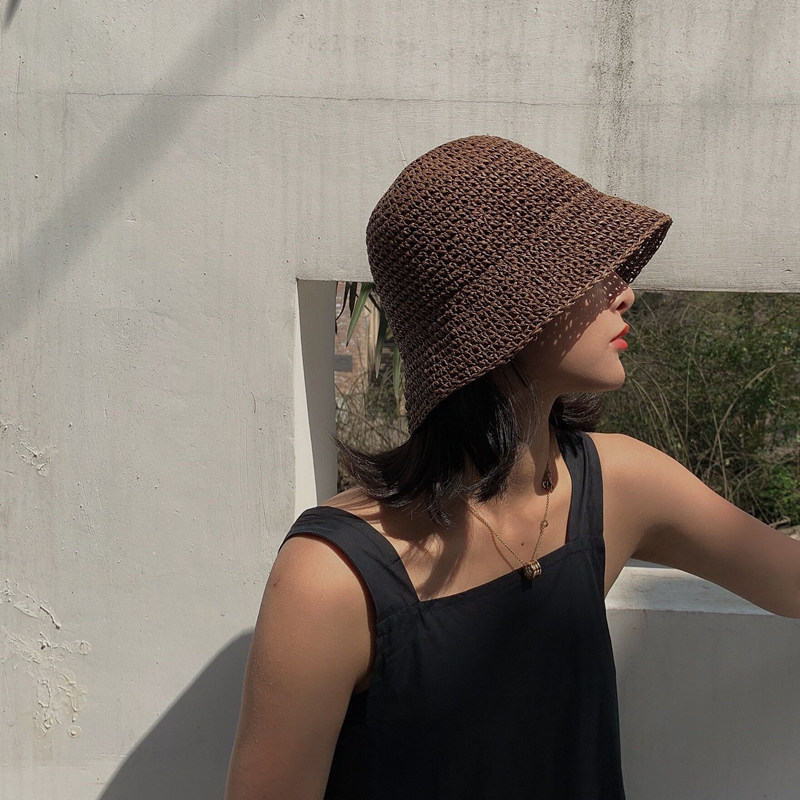 Bucket Hat Straw - Katlanabilir El Yapımı Dokuma Kova Balıkçı