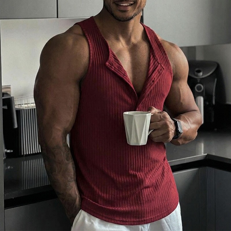 Tank Top Muscle - Sportif Atlet Yelek Tek Renk Yuvarlak