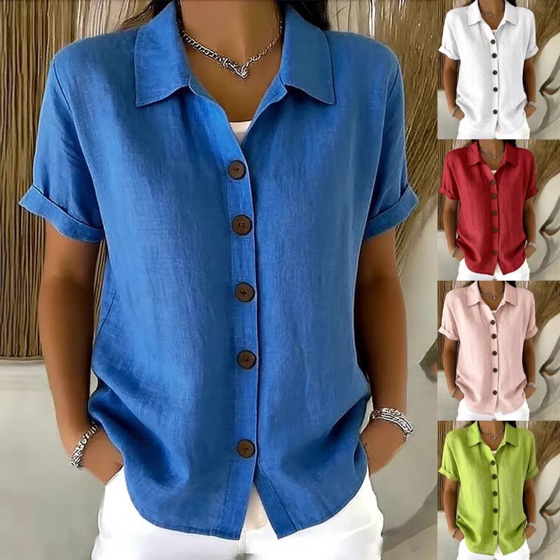 Kadın Zarif Yaz Pamuk Keten Üs - Linen Shirt Breathable incelemesi ve fiyatı