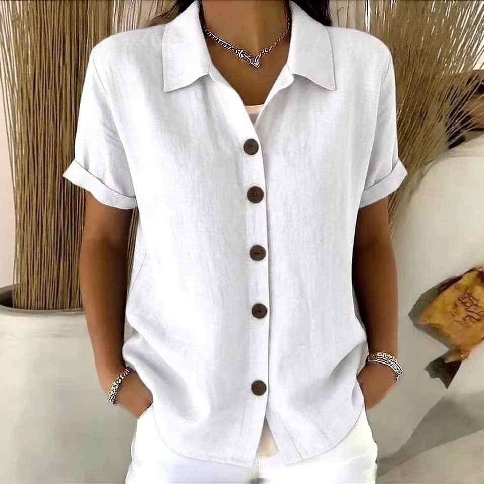 Kadın Zarif Yaz Pamuk Keten Üs - Linen Shirt Breathable incelemesi ve fiyatı