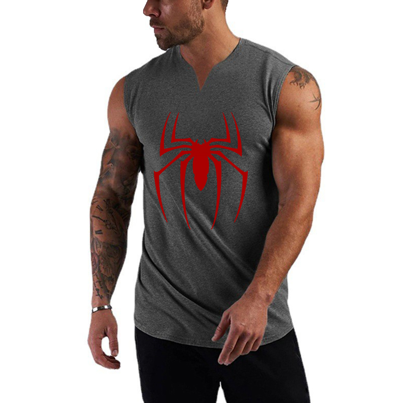 Kırmızı örümcek baskılı spor s - Tank Top Muscle incelemesi ve fiyatı